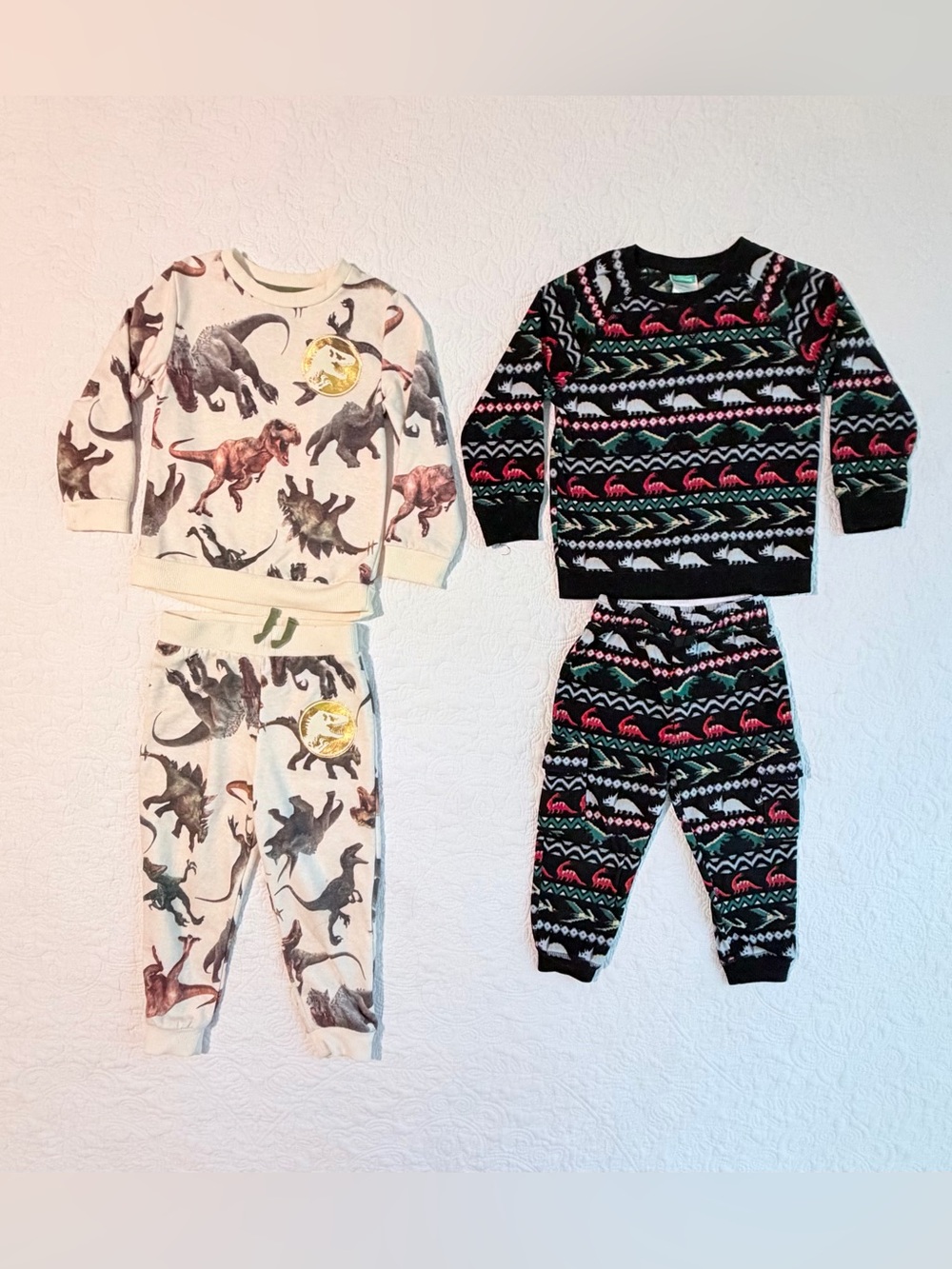 Toddler Boys Dinosaur Fleece Sweatshirt And Pants Sets Bundle | Sizes 3T And 4T